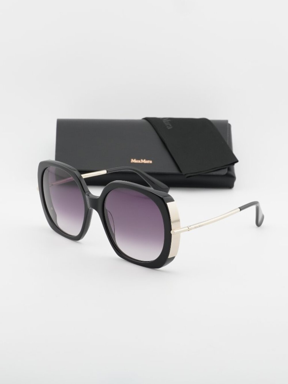 Max Mara MALIBU9 MM0079 01B Butterfly Sunglasses - Black / Gold / Smoke